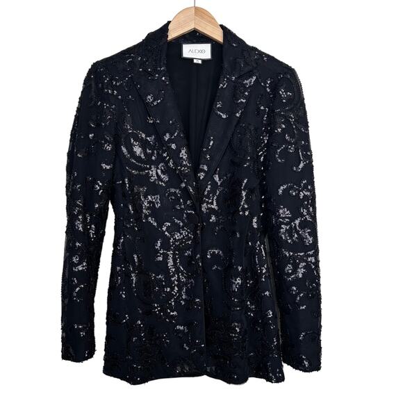 ALEXIS Firdas Black Sequin Embroidered Tulle Blazer Sz M,All Products : American Fashion Style Bags On Sale